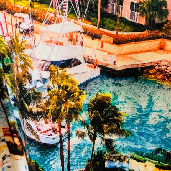 Karen Kane Print Top 2X Houses by the Sea Ocean Tropical Cruise Vacation - Picture 7 of 15